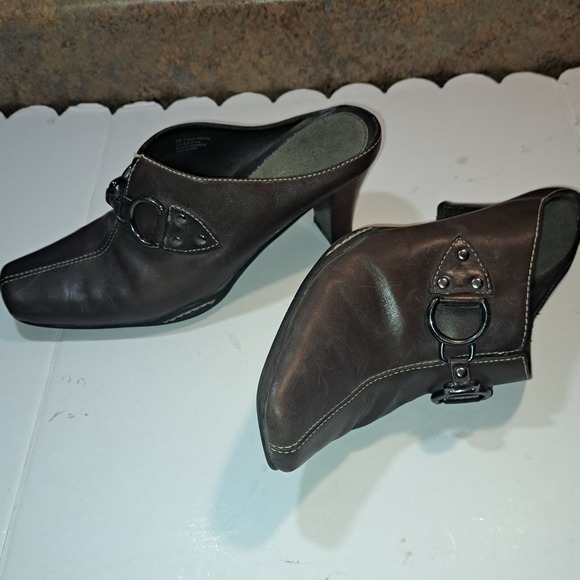 Darling Aerosoles Mules/Slip on Boot Shoes deep chocolate Stacked Heel 8 - Picture 1 of 7